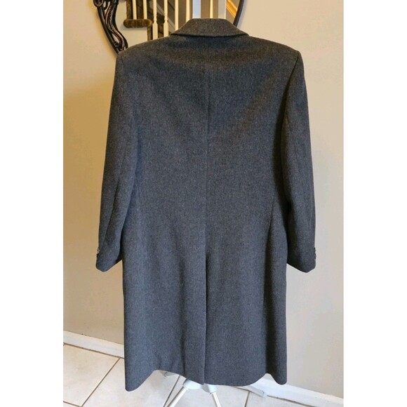 Vintage 90s Wool Cashmere Overcoat The Hub Mens M 40R Hungary Gray Long Trench - Picture 11 of 11